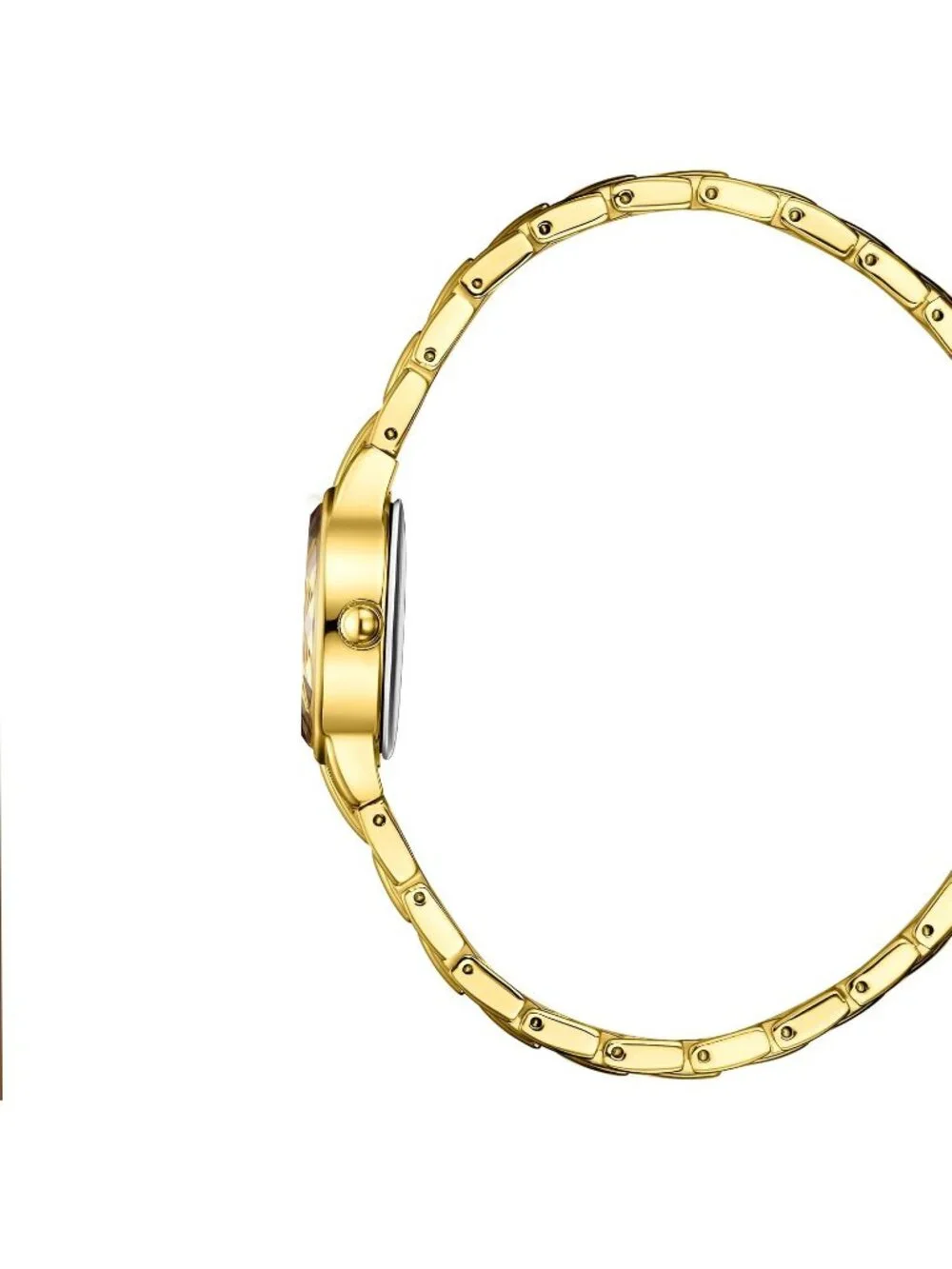 Women's Gold Shell-Black Easy Read Ladies Quartz Small Vintage Bracelet Watch
